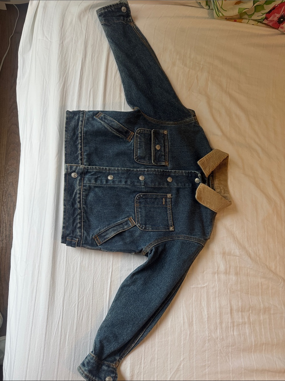 Ralph Lauren Dark Blue Denim Jacket with Tan Corduroy Collar